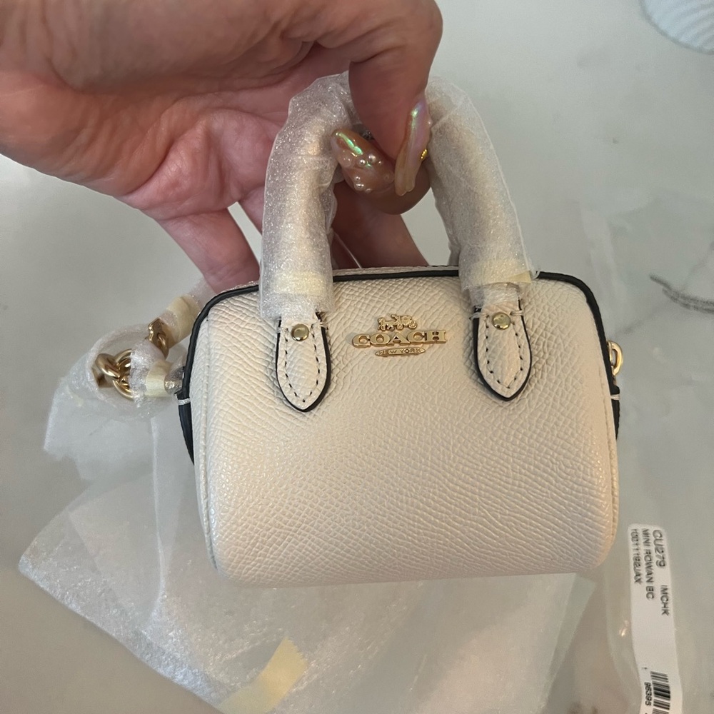 Coach Mini Rowan Satchel Bag Charm NWT Chalk/gold